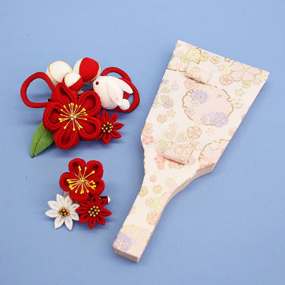 お花の羽子板 7号コンパクトでおしゃれな羽子板 うさぎ簪赤 アクリルスタンド付き