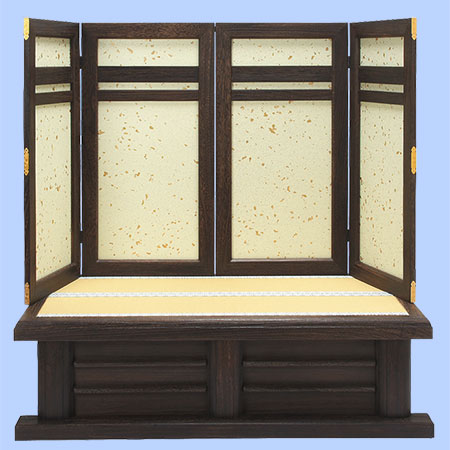 五月人形用台屏風 幅105cm 35号焼桐楼閣 25号金銀砂子屏風付き