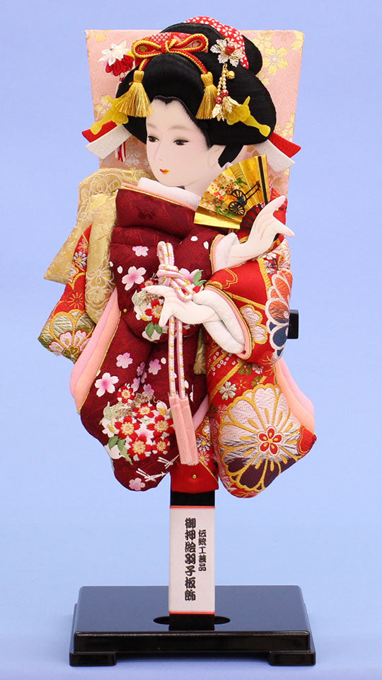 押絵羽子板15号刺繍華流水 台付き