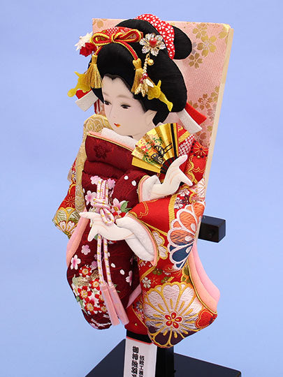 Oshie Hagoita 15 size embroidered flower flowing water with stand