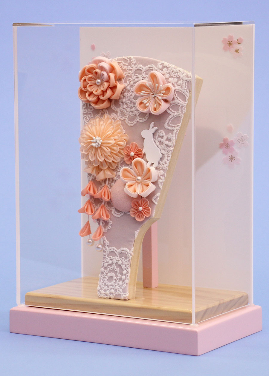 7号 羽子板 ピンク アクリルケース フラワー 正月 キッチン・日用品