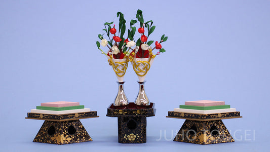 雛人形・雛道具菱三宝 35号 三つ葉盛上（木製）