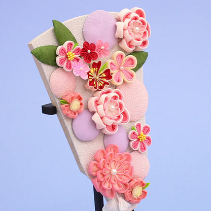 羽子板 花づくし (ピンク) MDF　ズーム