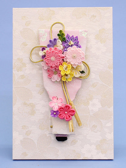 縮緬モダンフラワー 白桜壁掛け