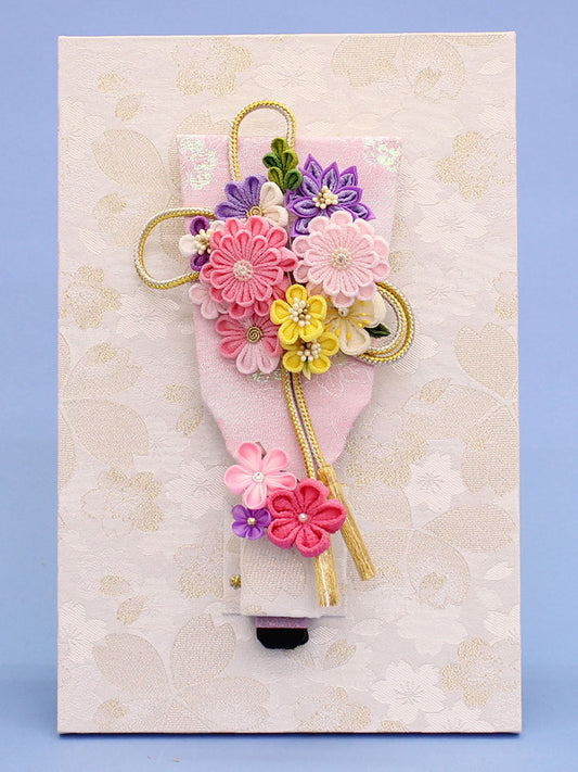 縮緬モダンフラワー 白桜壁掛け