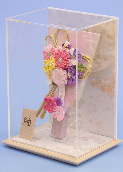 かんざし羽子板モダンフラワー 白桜ケース　横から