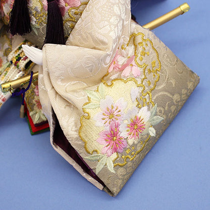 雛人形単品 親王5 京十二番　1187正絹雪輪に桜刺繍　殿袖