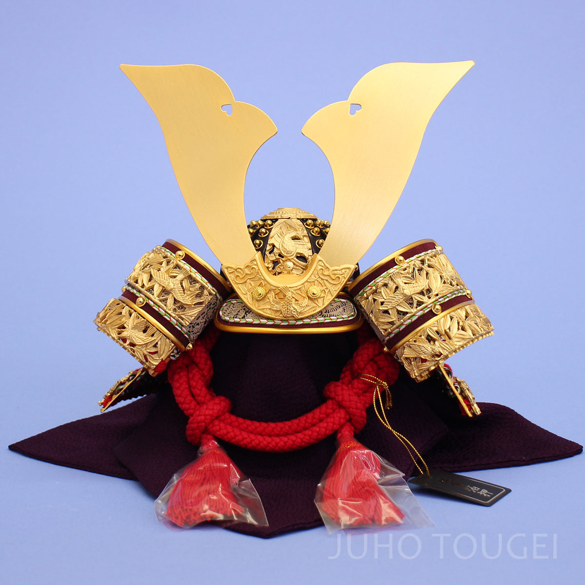 99五月人形 単品兜 高さ21cm 一徳 9号純金箔押し竹雀兜単品 – 寿鳳