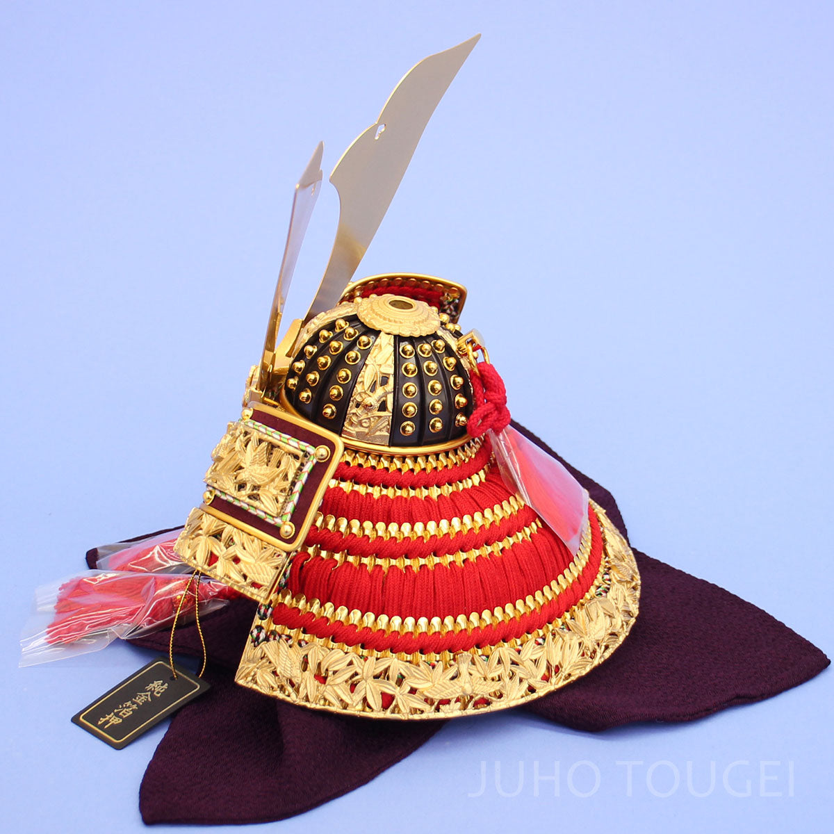 99五月人形 単品兜 高さ21cm 一徳 9号純金箔押し竹雀兜単品 – 寿鳳