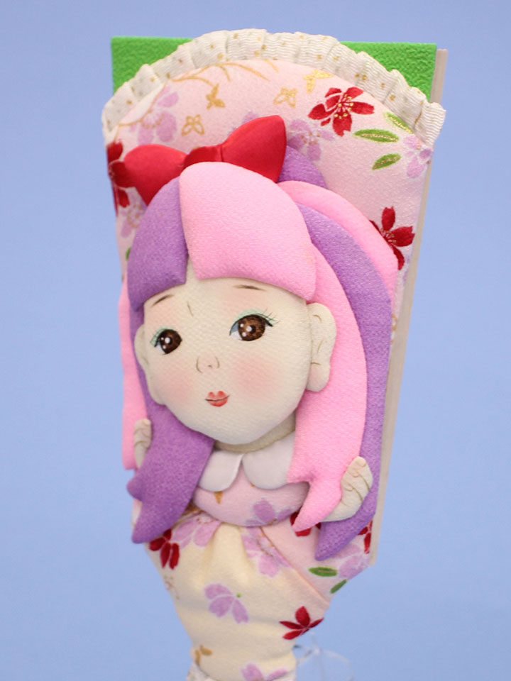 押絵羽子板 8号 昭和レトロモダン エモーション パープル スタンド付き