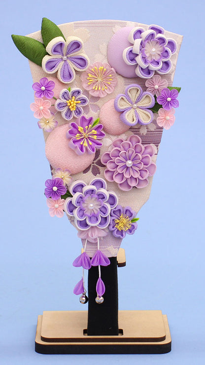 9号　羽子板 花づくし (紫) MDF台付