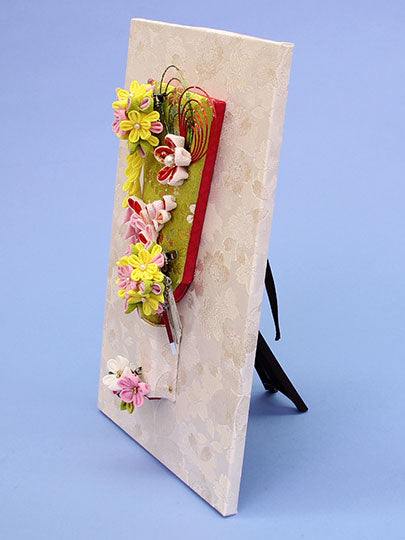 JUHO-TOUGEI つまみ髪飾り羽子板 壁掛け飾り ナチュラル　スタンド