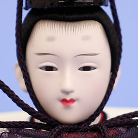 雛人形単品 親王3 小芥子 桜刺繍赤黒　殿顔