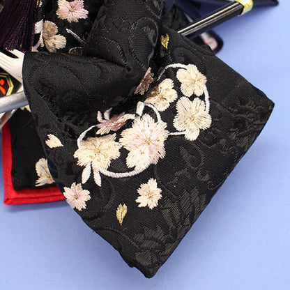 雛人形単品 親王3 小芥子 桜刺繍赤黒　殿袖