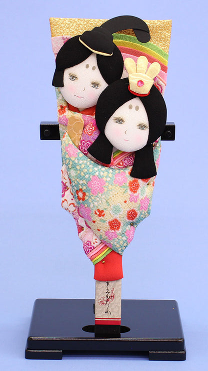 押絵羽子板 レトロ二人 スタンド付き