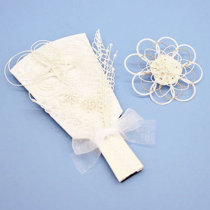 ６号水引羽子板飾り 白　アクリルスタンド付き　外す