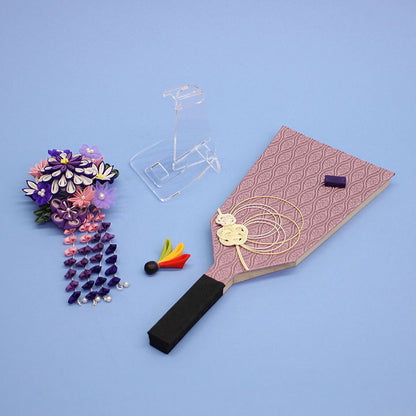 １０号つまみかんざし羽子板飾り パープル　アクリルスタンド付き　外す