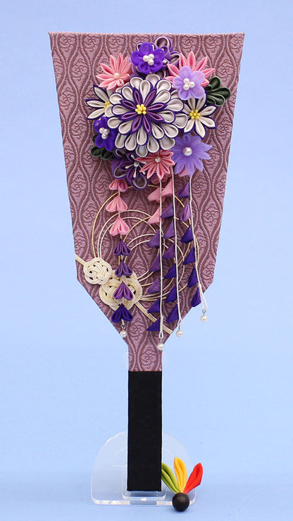 １０号つまみかんざし羽子板飾り パープル　アクリルスタンド付き