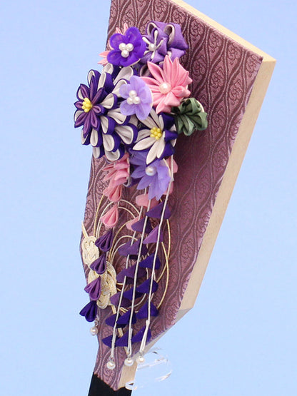 １０号つまみかんざし羽子板飾り パープル　アクリルスタンド付き　ズーム