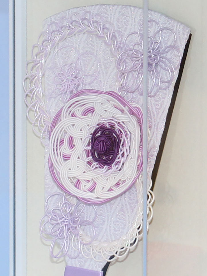 ６号水引羽子板白紫 白塗り額飾り　ズーム