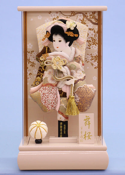 押絵羽子板飾り グレージュ　パノラマケース