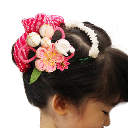 髪飾り付き うさぎの羽子板(ピンク) 髪飾りイメージ