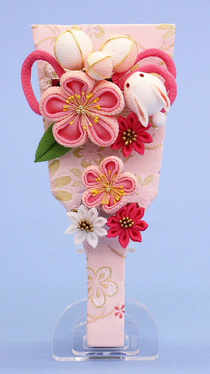 髪飾り付き うさぎの羽子板(ピンク) アクリルスタンド付き