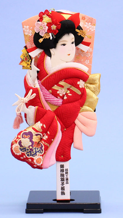 押絵羽子板友禅花かんざし スタンド付き