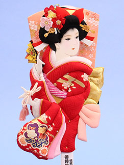 押絵羽子板友禅花かんざし スタンド付き　ズーム