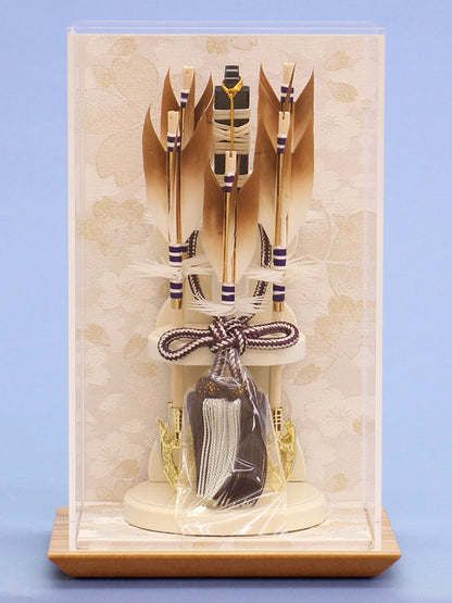 破魔弓ケース飾り アクリル６号霞　白桜