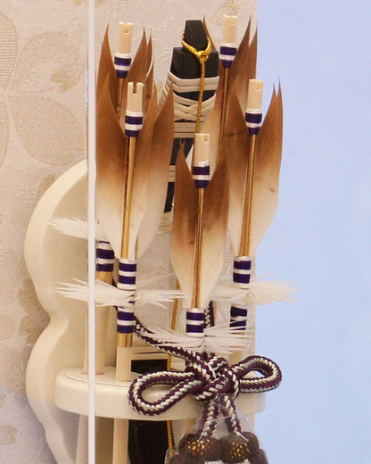 破魔弓ケース飾り アクリル６号霞　白桜　ズーム