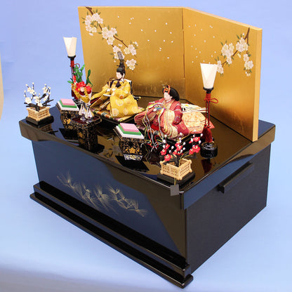 A pair of Hina doll display with storage box Width 60cm #7804 eda-sakura matsu