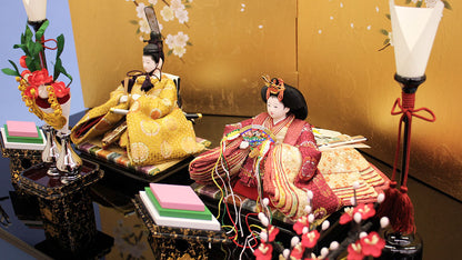 A pair of Hina doll display with storage box Width 60cm #7804 eda-sakura matsu