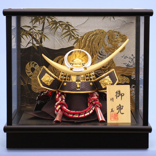 Boy's Day Doll kabuto Case Decoration Height 23.5cm No. 6 Subaru Uesugi kabuto Engraved Black Frame Cover