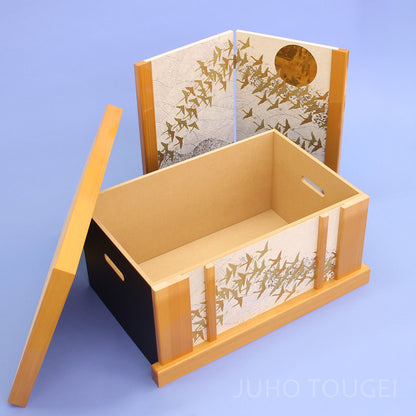 15号ひのき鶴収納台屏風セット オープン