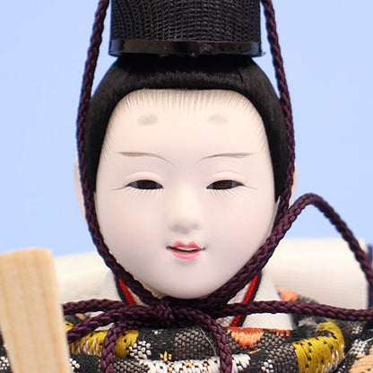 雛人形単品 親王3 小芥子金襴　緑橙桜　殿顔　