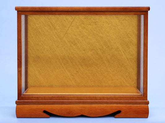 扉付き人形ケース 木目調ケヤキ塗金バック