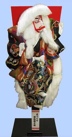 歌舞伎羽子板　20号立姿白獅子　20台付き