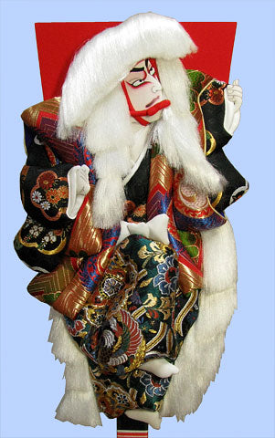 Kabuki Hagoita 20 size standing white lion with 20 stands