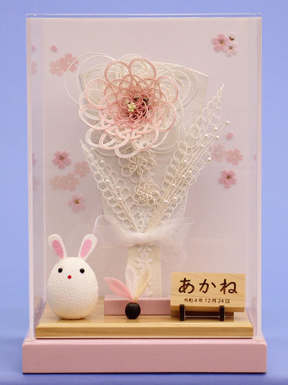 ６号水引羽子板白ピンク ピンク無垢ケース