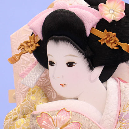 押絵羽子板 美月　アイボリー台付き　お顔