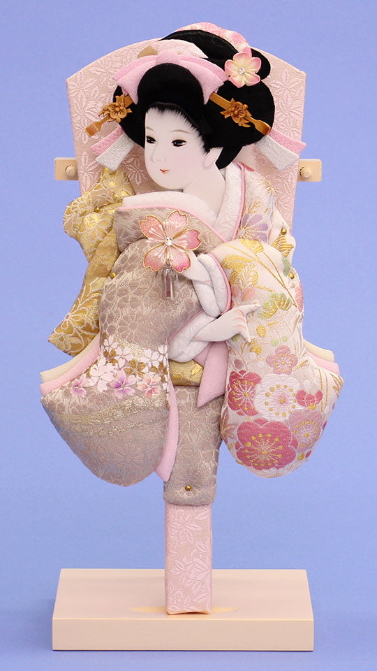 押絵羽子板 美月　アイボリー台付き