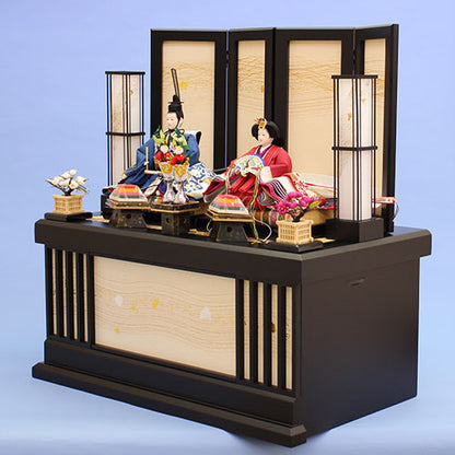 A pair of Hina doll display with storage box Width 70cm #8326 Ai-zome