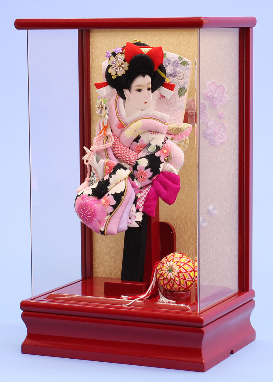 9号牡丹振袖　赤アクリルケース　横から