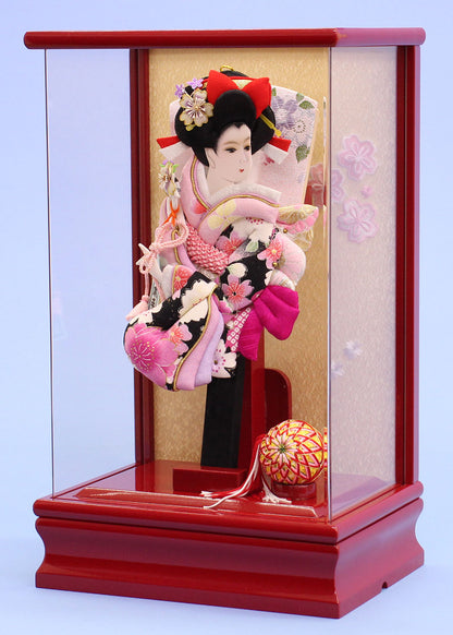 9号牡丹振袖　赤アクリルケース　横から