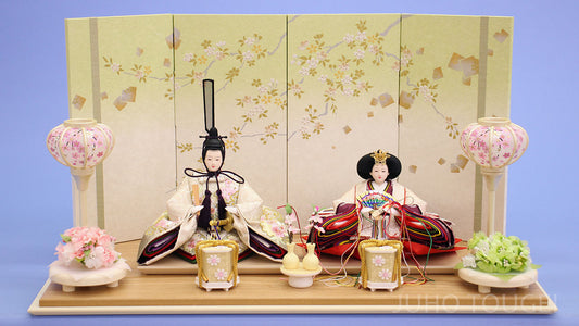 60cm 平饰雏人偶｜京十二番 白色刺绣亲王 绿苍樱