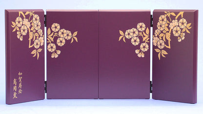 Screens for Hina dolls 19cm width Pair of two folding Korin purple