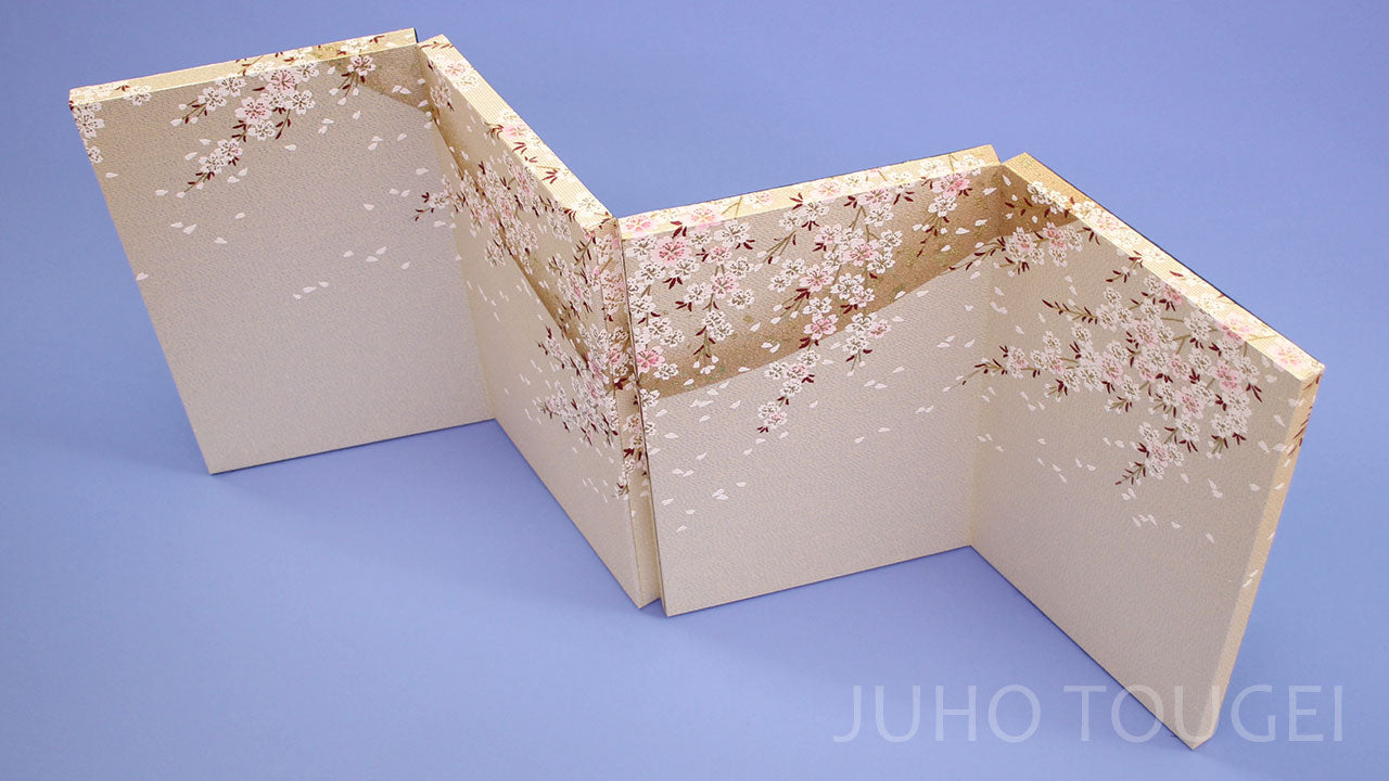 99屏風・衝立 高さ30cm 雛人形用 10号 四曲包込 キラ金桜 – 寿鳳人形