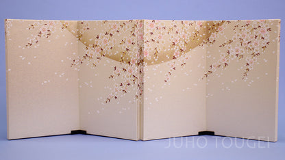 屏風  雛人形用 10号 四曲包込 キラ金桜　揺れ止め使用時