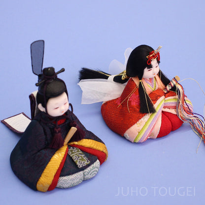 木目込み雛人形単品 JUHO-TOUGEI ふく　０１黒赤　横から